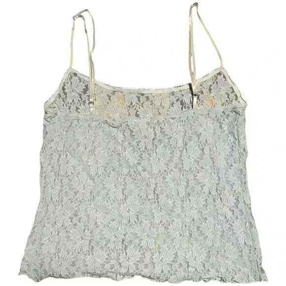 August Moon Y2K Blue Floral Lace Tank Top - Picture 2 of 3